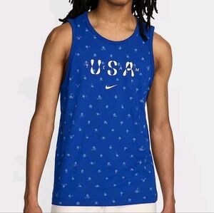 Nike USA Club Tank Top Men's Size S Small Blue All Over Print FN0879-417 NWT